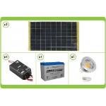 KIT Solare Fotovoltaico base da 10W 12V completo di regolatore di carica, batteria e lampadina led da 5W