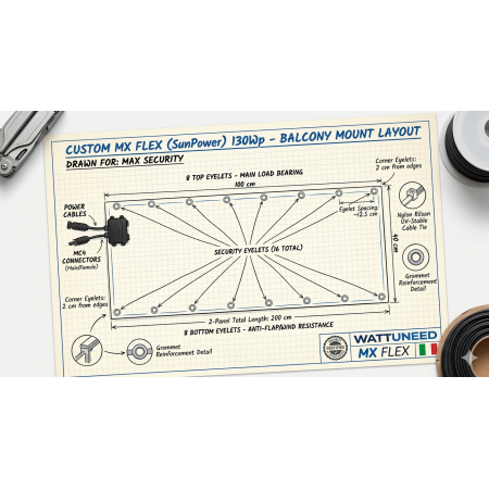 Pannello flessibile 65W 12V monocristallino barca Italia