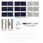 KIT fotovoltaico 4W de 12 celulas solares policristalinas 1x3 pulgadas (26X78mm) tipo A y acesorios de para ensemblar un panel