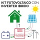 Kit fotovoltaico ad isola composto da 2 moduli fotovoltaici policristallini 1 inverter ibrido 2400W 24V e 2 batterie GEL 100Ah