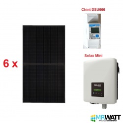 Kit fotovoltaico 2.5KW a rete CEI 021 per autoconsumo 6 moduli FV, Inverter Solax 2.5KW e wattometro immissione zero