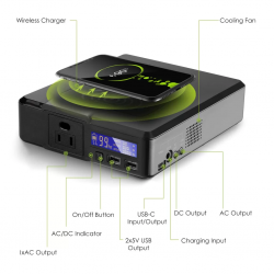 ALLPowers model S200 compact charging station with 41600mAh lithium-ion battery and 200W pure wave inverter