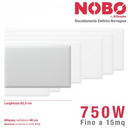 Radiatore elettrico norvegese NOBO 750W per ambienti fino a 15 mq (include termostato NCU-2Te)