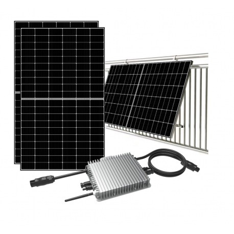 Kit fotovoltaico 800W Plug and Play normativa CEI 021 per autoconsumo da appartamento composto da due moduli FV e Inverter Solax
