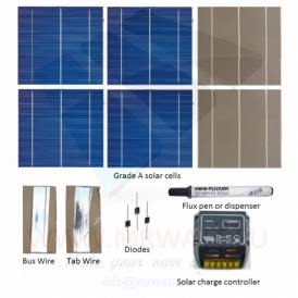 KIT 150W 36 células solares 6"x6" (156x156mm) A-grade con regulador de carga CMP12